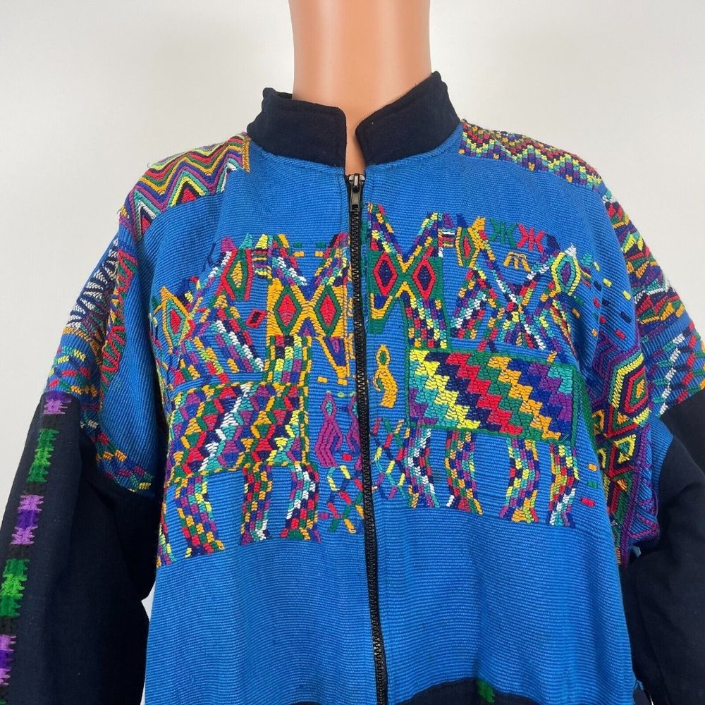 Hand Quilted Spliced Bomber Jacket Multi Color Size L